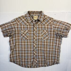 Wrangler Western Pearl Snap Shirt 3XL Big Tall Plaid Cowboy Short Sleeve